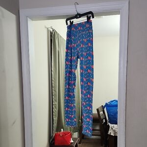 LuLaRoe Blue and Pink Patterned Leggings